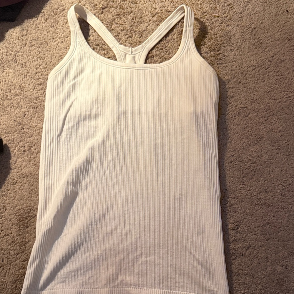 Women's White Ribbed Tank Top